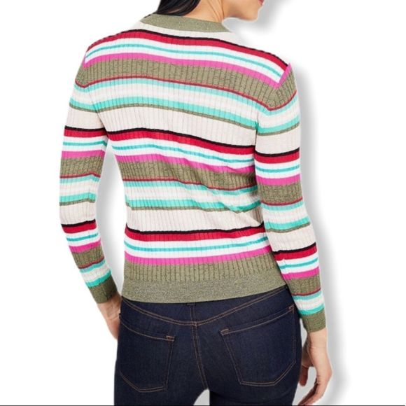 Juicy Couture Sparkle Multi Stripe Ribbed Long Sleeve Sweater - Picture 4 of 13